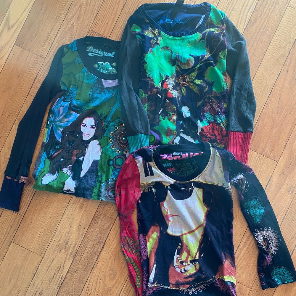 Desigual Women's shirts.  Lot/Bundle of 3.  All size Medium
